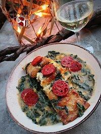 Heiligabendessen 2018: bacalhau (stockfisch) mit caldo verde (grünkohl) und chouriço (paprikamettwurst) nach genießerart