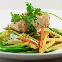 Teriyaki-Lachs mit Gemüse und Reis