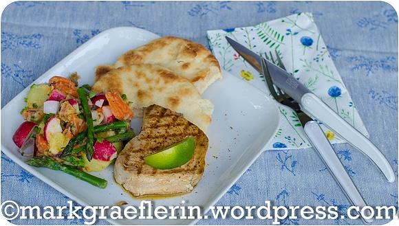 Gegrillter Thunfisch mit schwedischem Kartoffelsalat