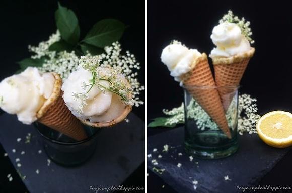 Cremiges Holunderblüten-Zitroneneis für den Sommer