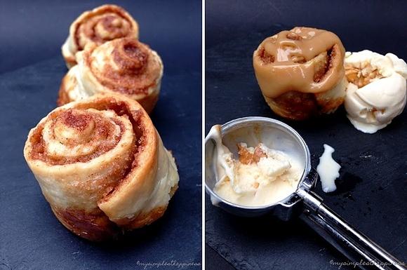 Zimtschnecken mit dulce de leche und vanille macadamia karamell eis