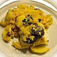 Blutwurst-Gratin mit Apfelsauerkraut