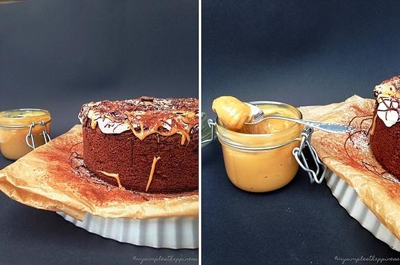 Schokoladen mud cake mit karamellcreme