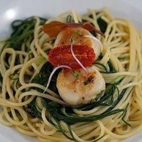 Spaghetti mit Mönchsbart und Jakobsmuscheln