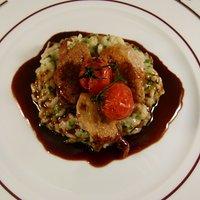 Wachtelbrüstchen auf Kräuterrisotto mit Portweinjus