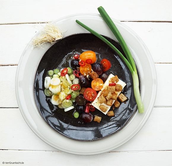 Salat Nykøbing mit Aprikosenmarmelade-Zitronette