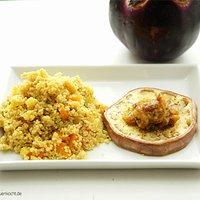 Couscous mit gebratenen Auberginen und Senf-Datteln