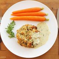 Semmelriesen mit Estragon-Senf-Sauce und Möhren