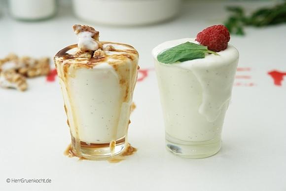 Frozen yogurt ohne eismaschine einfach selber machen espresso walnuss himbeer minze