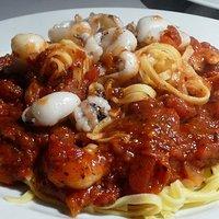 Pasta mit Garnelen und Sepia