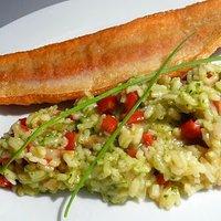 Goldforelle mit Pesto-Risotto