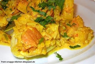 Chicoree-Schiffchen mit Curry-Reis
