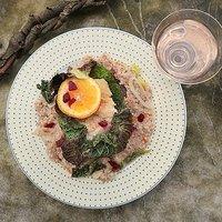 Lecker essen für europa: im (westfälischen) wirsingblatt gegarter (portugiesischer) stockfisch auf (bretonisch-italienischem) buchweizenrisotto (bacalhau à moda de viana nach genießerart)