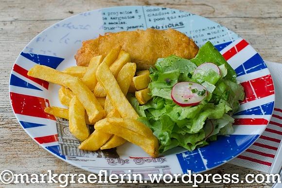 Freitagsfisch mit jumbo fries und salat schnell zubereitet