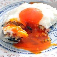 Rösti aus potato skin füllung mit spiegelei – rösti from potato skin filling with fried egg