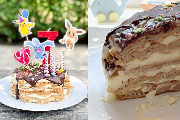 Waffeltorte mit Puddingcreme