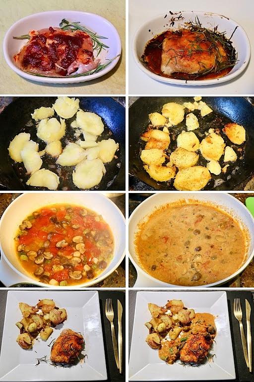 Hähnchen mit Bratkartoffeln und Pilzsauce