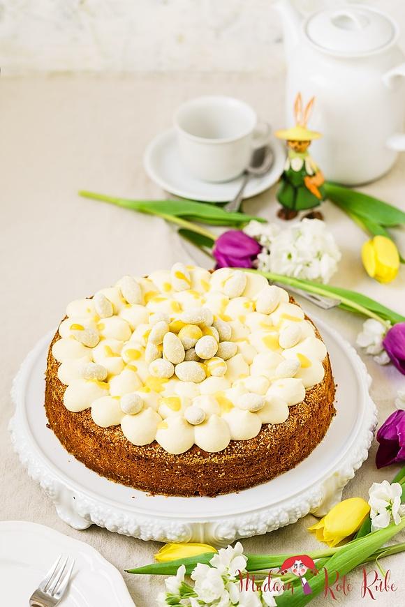 Möhren mandel vollkornkuchen mit eierlikörcreme für ostern