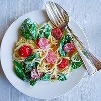 Spaghetti mit Frischkäsesoße