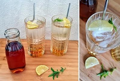 Eistee mit Zitronenverbene aus Sirup
