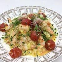 Garnelen-Fenchel-Risotto mit Ofentomaten