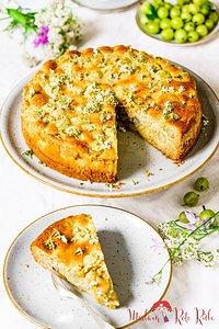 Feiner stachelbeer-vollkornkuchen mit mandeln und eiercreme