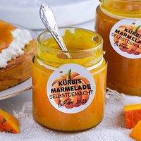 Schnelle kürbismarmelade mit apfel mit freebie etiketten