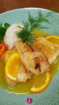 Kabeljaufilet in fruchtiger Orangensauce