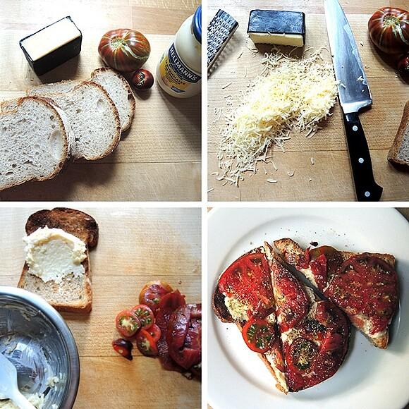 Tomatensandwich 2.0 – tomate-käse-sandwich mit mayo.