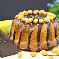 Bananen Kuchen mit Erdnussbutter und Schokolade