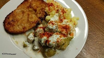 Stampfkartoffeln mit Ziegenkäse und Rosenkohl