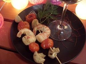 Riesengarnelenspieße in Knoblauch-Dill-Marinade