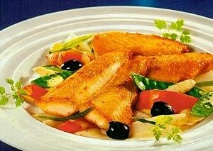 Pangasiusfilet Aphrodite mit lauwarm mariniertem Spargel