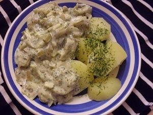 Auberginen Fisch mit Dillkartoffeln vegan