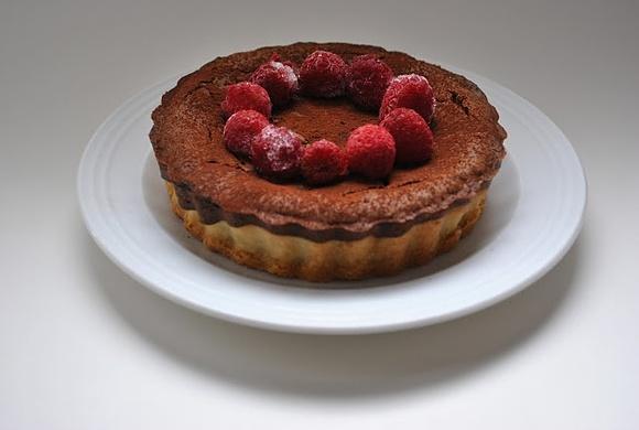 Valentinstag Chocolate-Cheesecake mit Himbeeren