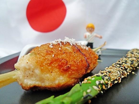 Japanische meeresfrüchte-spieße mit sesam-spargel bei wm 2014