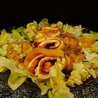 Mangosalat mit Asia-Omelett
