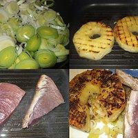 Thunfisch mit Ananas, Lauch und Piment