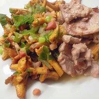 Pfifferlinge mit Prasselfleisch