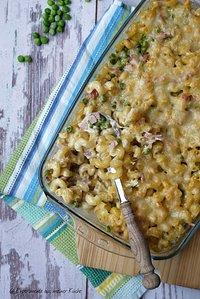 Nudel-Schinken-Gratin mit Erbsen