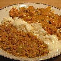 Rogan josh-Karottencurry und Korma-Dal