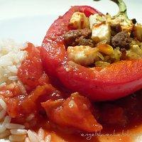 Gefüllte Paprika mit Curry-Gemüse-Reis