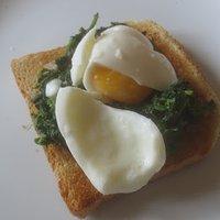 Brennnessel auf Toast mit weichem Ei