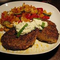 Grünkern-Puffer mit Bärlauch-Dip