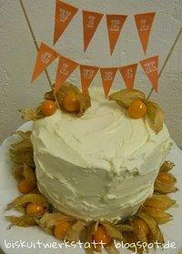 Abschieds- Ombre Cake in orange und weiß