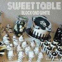 Sweet table in schwarz und weiß