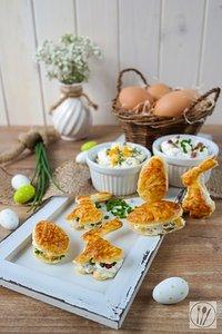 Für das Osterbuffet: Pikante Blätterteig-Hasen und -Eier