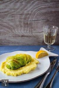 Lachs im Wirsingmantel mit Kartoffelpüree