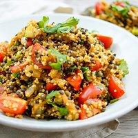 Linsen Quinoa Salat mit Aubergine