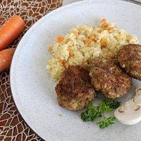 Pilzfrikadellen mit Weißweinrisotto